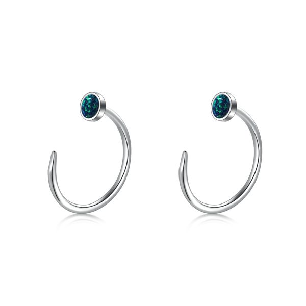 Ear Huggie Earrings Opal Half Cuff Hoop Earrings Threader Jewelry Gifts for Women Men Birthday